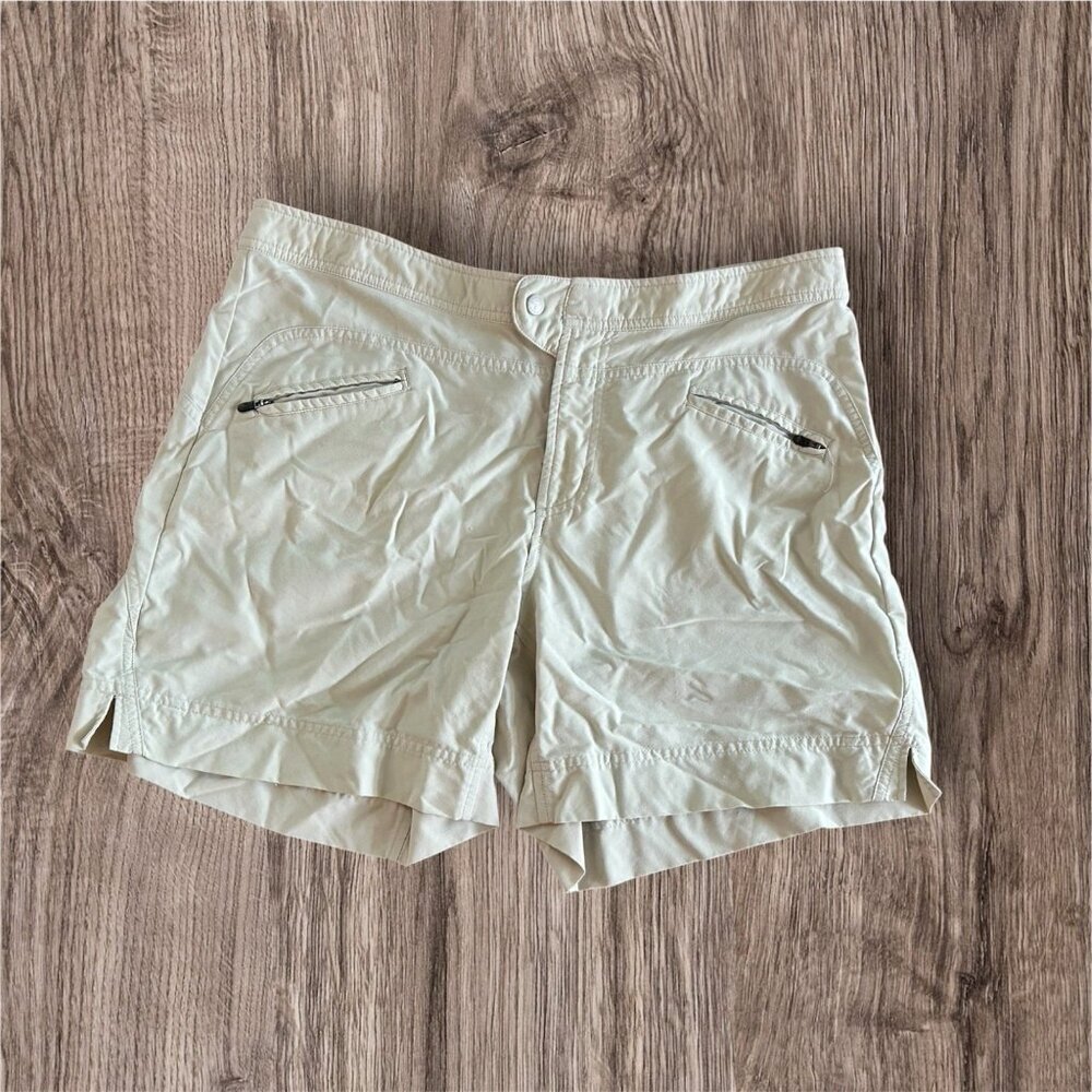 Columbia Women's Titanium L Tan Nylon Leight Weight Long Shorts Pockets Outdoors